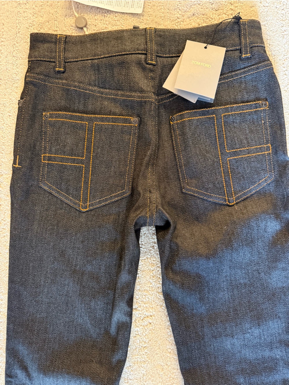 NWT TOM FORD Exposed Zip Skinny Jeans Black TF Logo Size 24 - Picture 9 of 12